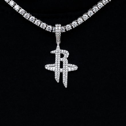Houston Rockets Official NBA Micro Logo Pendant in White Gold