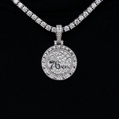 Philadelphia 76ers Official NBA Micro Logo Pendant in White Gold
