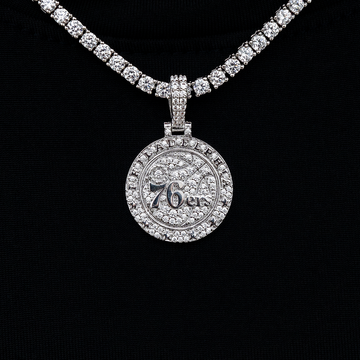 Philadelphia 76ers Official NBA Micro Logo Pendant in White Gold