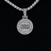 Detroit Pistons Official NBA Micro Logo Pendant in White Gold