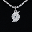 Portland Trail Blazers Official NBA Micro Logo Pendant in White Gold
