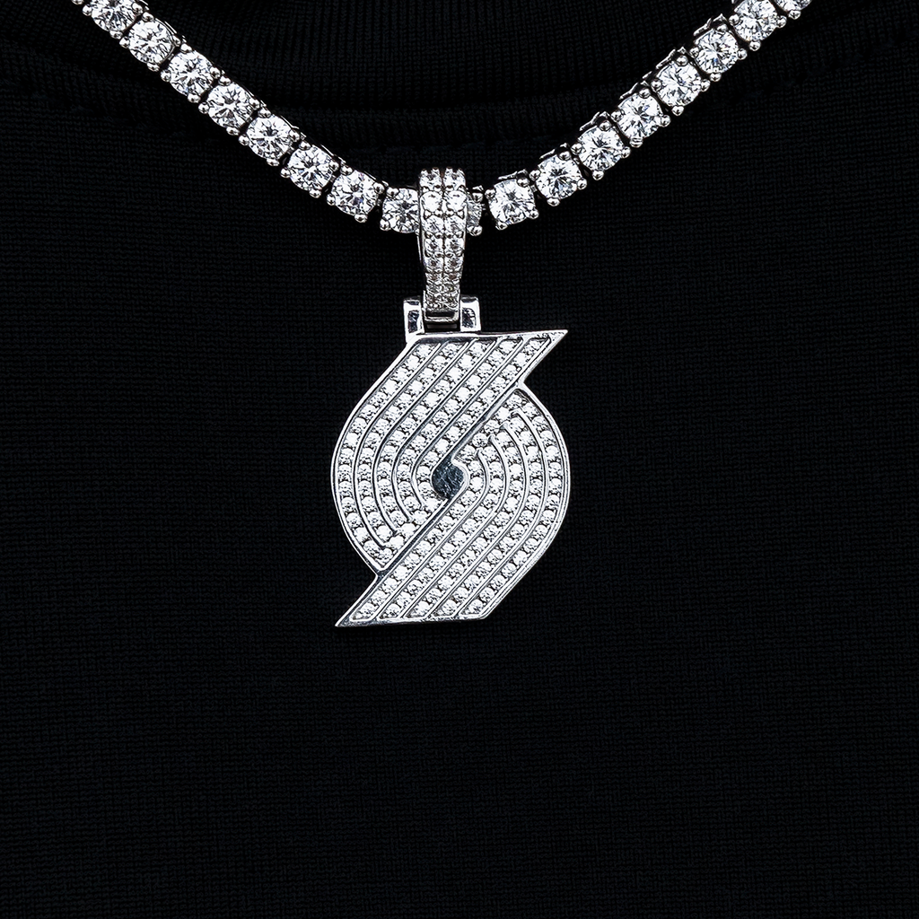 Portland Trail Blazers Official NBA Micro Logo Pendant in White