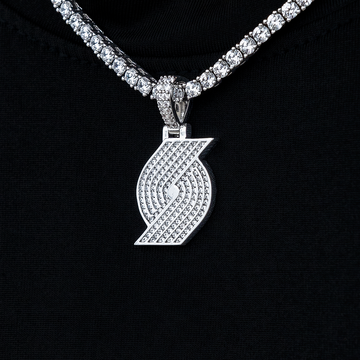 Portland Trail Blazers Official NBA Micro Logo Pendant in White Gold