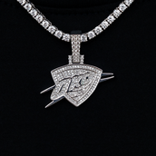 Oklahoma City Thunder Official NBA Micro Logo Pendant in White Gold