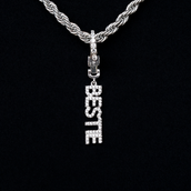"Bestie" Clip On Charm Pendant in White Gold