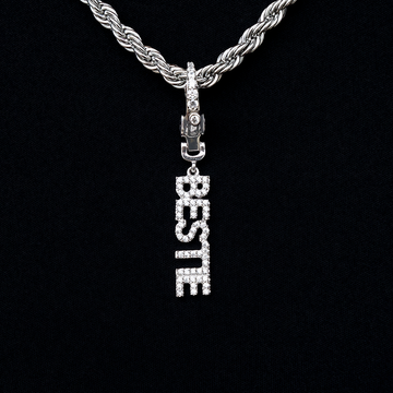 "Bestie" Clip On Pendant in White Gold
