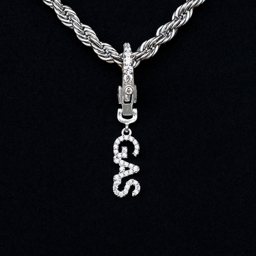"Gas" Clip On Pendant in White Gold