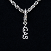 "Gas" Clip On Charm Pendant in White Gold