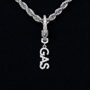 "Gas" Clip On Charm Pendant in White Gold