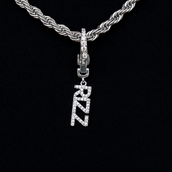 "Rizz" Clip On Charm Pendant in White Gold
