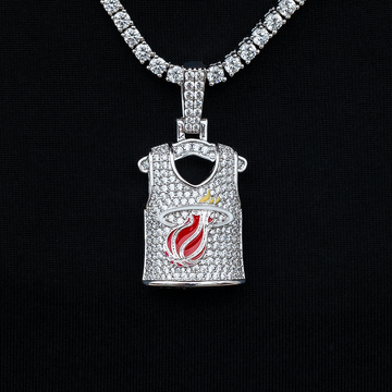 Miami Heat Official NBA Jersey Pendant - White Gold