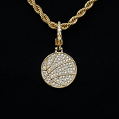 Pave Basketball Clip On Pendant in Yellow Gold