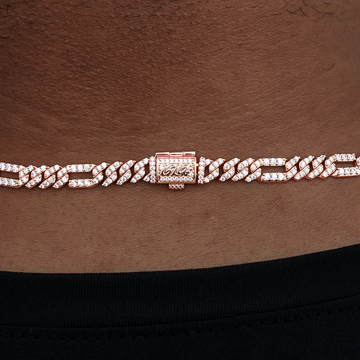 Diamond Figaro Chain in Rose Gold- 6mm
