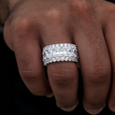 Anillo con banda de diamante de cristal multicapa en vermeil de oro blanco