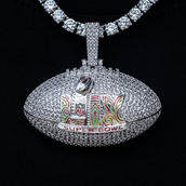 Super Bowl LIX Football Pendant - White Gold