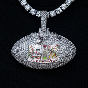 Super Bowl LIX Football Pendant - White Gold