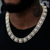 Layered Halo Diamond Link Chain in Yellow Gold