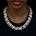 Layered Halo Diamond Link Necklace in Yellow Gold
