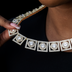 Layered Halo Diamond Link Necklace in Yellow Gold