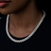 Diamond Pave Flat Snake Link Necklace in White Gold-4mm