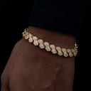 Pulsera eslabones planos de serpiente pavé de diamantes en oro amarillo-4mm