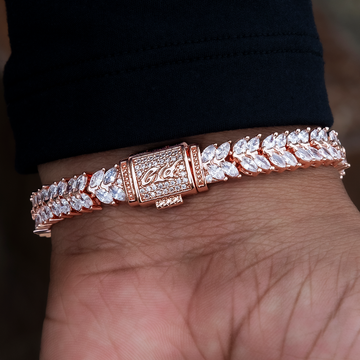 Pulsera de Espiga Helada en Oro Rosa - 7mm