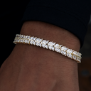Pulsera Iced Herringbone en oro amarillo - 7 mm