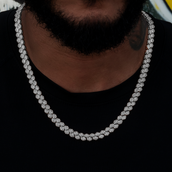 Diamond Pave Flat Snake Link Chain in White Gold-4mm