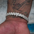 Pulsera de eslabones planos de serpiente con pavé de diamantes en oro blanco - 4 mm