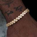Pulsera Eslabones Serpiente Plana 4mm Pavé Diamantes - Oro Amarillo