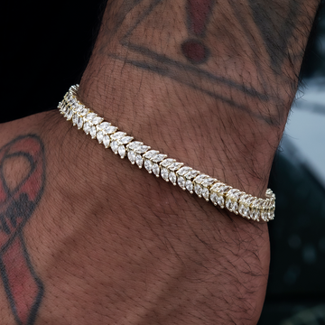 Pulsera Iced Herringbone en oro amarillo - 7 mm
