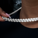Flat Snake Link Necklace in White Gold-4mm