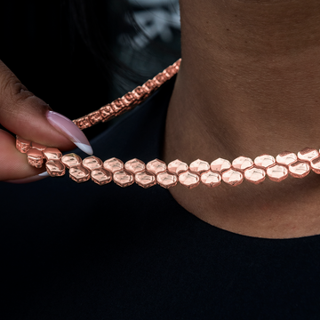 Flat Snake Link Necklace in Rose Gold -4mm