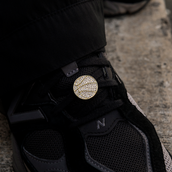 Pave Basketball Shoelace Charm in Yellow Gold