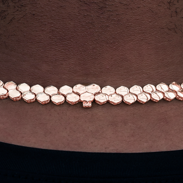 Cadena de eslabones de serpiente plana en oro rosa - 4mm