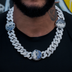 Cadena cubana de eslabones con diamantes de los Dallas Mavericks (NBA) en oro blanco - 25 mm