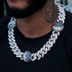 Cadena cubana de eslabones con diamantes de los Dallas Mavericks (NBA) en oro blanco - 25 mm