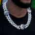 Cadena cubana de eslabones con diamantes de los Dallas Mavericks (NBA) en oro blanco - 25 mm