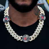Miami Heat Official NBA Diamond Prong Cuban Chain in Yellow Gold- 25mm