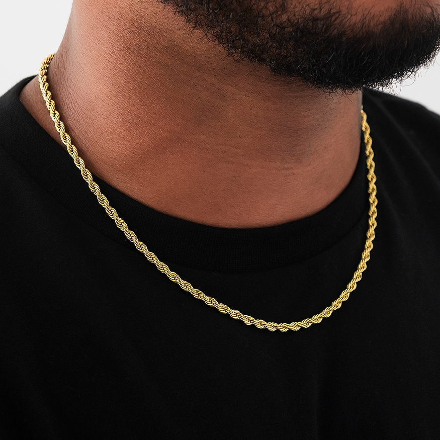 Cadena de Cuerda en Oro Amarillo - 2mm