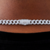Cadena cubana con diamantes en oro blanco - 8.5mm
