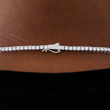 Gargantilla tenis de diamantes en oro blanco - 3mm