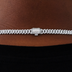Cadena Cubana de Micro Diamantes Engastados en Oro Blanco - 6mm