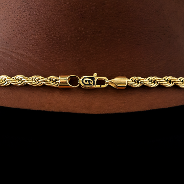 Cadena de cuerda en oro amarillo - 6 mm