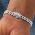 Micro Diamond Prong Cuban Bracelet in White Gold - 6mm