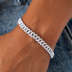 Pulsera cubana Micro Diamond Prong en oro blanco - 6mm