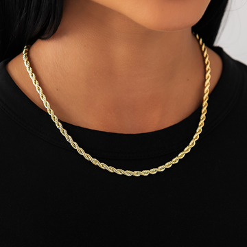 Collar de cadena tipo cuerda en oro amarillo - 4mm