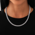 Micro Diamond Prong Cuban Necklace in White Gold - 6mm