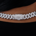 Cadena de eslabones de puntas de diamante en oro blanco - 12 mm