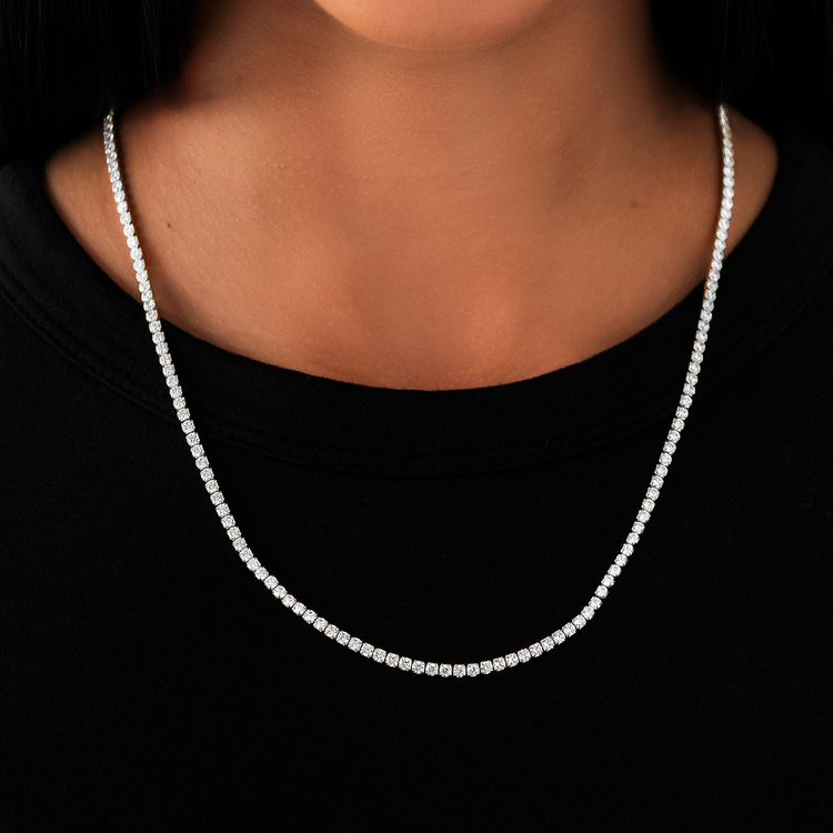 Micro Tennis Necklace in White Gold